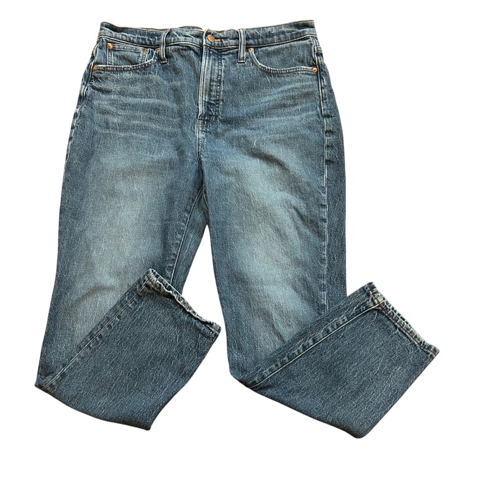 Madewell Straight Leg Jeans Womens Blue High Rise Medium Wash Denim 35x26.5